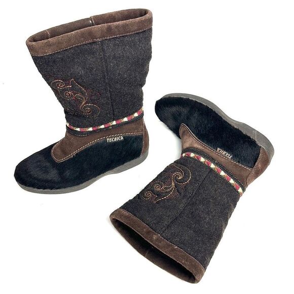 Authentic Tecnica Fur and Boiled Wool Embroidered Boots EUR 37, US 6,5 - Picture 2 of 15